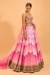 Buy_Cedar & Pine_Pink Dupion Embellished Sequin Sweetheart Lehenga Set _Online_at_Aza_Fashions