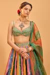 Buy_Cedar & Pine_Multi Color Brocade Embroidered Mirror Sweetheart Panelled Lehenga Set _Online_at_Aza_Fashions