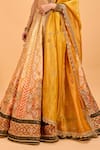 Buy_Cedar & Pine_Yellow Dupion Embroidered Thread Sweetheart Lehenga Set _Online_at_Aza_Fashions