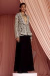 Buy_Pankaj & Nidhi_Black Organza And Georgette Adorn Bloom Jacket With Sharara _at_Aza_Fashions