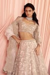 Pankaj & Nidhi_Pink Tulle And Silk Organza Embellished Floral Charisma Bridal Lehenga Set _Online_at_Aza_Fashions