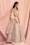 Buy_Pankaj & Nidhi_Pink Tulle And Silk Organza Embellished Floral Charisma Bridal Lehenga Set _Online_at_Aza_Fashions