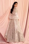 Shop_Pankaj & Nidhi_Pink Tulle And Silk Organza Embellished Floral Charisma Bridal Lehenga Set _at_Aza_Fashions