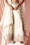 Pankaj & Nidhi_Ivory Brocade And Silk Organza Charisma Scallop Embroidered Cape Sharara Set _Online_at_Aza_Fashions