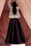 Shop_Pankaj & Nidhi_Black Tulle And Silk Organza Applique Floral Garden Miera Jacket With Skirt _at_Aza_Fashions