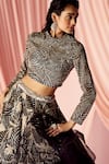 Pankaj & Nidhi_Black Tulle And Silk Organza Embellished Sequins High Vera Lehenga With Blouse _Online_at_Aza_Fashions