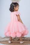 Shop_Label Neeti_Peach Cotton, Taffeta, Net Pom-poms, Bows Pearls Embellished Pompom Dress _at_Aza_Fashions