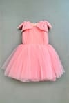Shop_Label Neeti_Pink Cotton, Net Bows, Pearls Embellished Princess Dress _at_Aza_Fashions