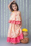 Buy_Label Neeti_Pink Cotton Printed Floral Blossom Tiered Lehenga With Top _at_Aza_Fashions