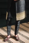 Masaba_Black Bundi Heavy Raw Silk Embellished Trikone The Kala Khatta Long Kurta Set _Online_at_Aza_Fashions