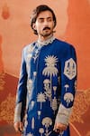 Shop_Masaba_Blue Sherwani Heavy Raw Silk Embroidery Taj Baug The Neel Bahar Pant Set _at_Aza_Fashions