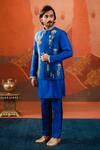 Buy_Masaba_Blue Bundi Heavy Raw Silk Embroidery Gulmohar The Neel Bahar Kurta Set _at_Aza_Fashions