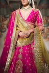 Shop_Masaba_Pink Lehenga And Blouse Raw Silk Embroidery Chand Phool Rose Falooda Bridal Set _Online_at_Aza_Fashions