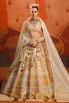 Buy_Masaba_Beige Lehenga And Blouse Raw Silk Embroidery Gul Bombay Barfi Bridal Set _at_Aza_Fashions