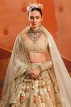 Shop_Masaba_Beige Lehenga And Blouse Raw Silk Embroidery Gul Bombay Barfi Bridal Set _at_Aza_Fashions