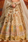 Masaba_Beige Lehenga And Blouse Raw Silk Embroidery Gul Bombay Barfi Bridal Set _Online_at_Aza_Fashions