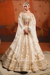 Buy_Masaba_Ivory Lehenga And Bustier Raw Silk Embroidery Zardozi Malai Barfi Bridal Set _at_Aza_Fashions