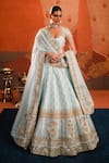 Buy_Masaba_Blue Lehenga And Blouse Raw Silk Embroidered Vase Aasman Embellished Bridal Set _at_Aza_Fashions