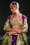 Shop_Masaba_Purple Lehenga And Blouse Raw Silk Embroidered Berry Bel Jamun Fizz Bridal Set _at_Aza_Fashions