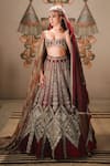 Buy_Masaba_Wine Lehenga And Blouse Heavy Raw Silk Embroidered Kokum Sherbet Bridal Set _at_Aza_Fashions