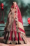 Buy_Masaba_Wine Lehenga And Blouse Heavy Raw Silk Embroidered Gajar Halwa Bridal Set _at_Aza_Fashions