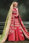 Buy_Masaba_Red Lehenga Raw Silk Embroidered Ethnic Round Anar Bridal Set _at_Aza_Fashions