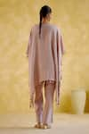 Shop_5Elements_Pink Linen Placement Embroidery Thread Round Popsicle Asymmetric Tunic With Pant _at_Aza_Fashions