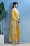 Shop_Akanksha Mago_Yellow Georgette Embroidered Zari Pentagon Kurta Sharara Set _Online_at_Aza_Fashions