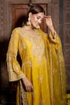 Shop_Farha Syed_Yellow Kurta Chanderi Silk Tissue Embroidered Bead Dori Floral Swirl Pant Set _Online_at_Aza_Fashions
