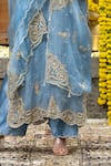 Shop Farha Syed Blue Chanderi Silk, Organza, Gingham Beads, Cut Vine Dori Kurta Palazzo Set Online at Aza Fashions Shop_Farha Syed_Blue Chanderi Silk, Organza, Gingham Beads, Cut Vine Dori Kurta Palazzo Set _Online_at_Aza_Fashions