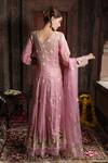 Shop_Farha Syed_Pink Chanderi Silk, Gingham, Organza Beads, Swirl Cutwork Anarkali Palazzo Set _at_Aza_Fashions