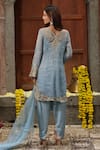 Shop_Farha Syed_Blue Kurta Chanderi Silk Tissue Dori Thread High-low Dhoti Pant Set _at_Aza_Fashions