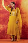 Buy_PRAHNAAYA_Yellow Kurta And Pant Vegan Satin Embroidery Luna Round Sequin & Set _at_Aza_Fashions