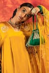 Shop_PRAHNAAYA_Yellow Kurta And Dhoti Pant Vegan Satin Embroidery Sequin Asymmetric & Set _Online_at_Aza_Fashions