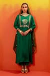 Buy_PRAHNAAYA_Green Kurta And Pant Vegan Satin Embroidery Luna Round Sequin Straight & Set _at_Aza_Fashions