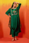 Buy_PRAHNAAYA_Green Kurta And Pant Vegan Satin Embroidery Luna Round Sequin Straight & Set _Online_at_Aza_Fashions