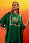 Buy_PRAHNAAYA_Green Vegan Satin Embroidery Luna Round Sequin Short Tunic With Dhoti Skirt 