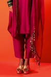 Shop_PRAHNAAYA_Pink Kurta And Pant Vegan Satin Embroidery Luna Round Straight & Set _Online_at_Aza_Fashions