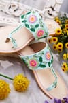 House of Vian_Multi Color Zardozi Gulbagh Floral Embroidered Kolhapuri Sandals _Online_at_Aza_Fashions