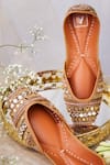 Shop_House of Vian_Gold Sequin Mehr Geometric Embroidered Juttis _at_Aza_Fashions