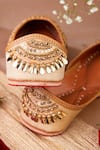 Buy_House of Vian_Gold Sequin Pariza Zardozi Embellished Juttis _Online_at_Aza_Fashions