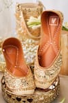 Buy_House of Vian_Gold Zari Roshani Sequin Embroidered Juttis _at_Aza_Fashions