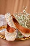 Shop_House of Vian_Gold Thread Sheen Pearl Embroidered Juttis _at_Aza_Fashions