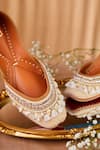 House of Vian_Gold Thread Sheen Pearl Embroidered Juttis _Online_at_Aza_Fashions