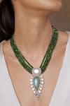 Buy_Joules By Radhika_Green Polki Embellished Pendant Necklace _at_Aza_Fashions