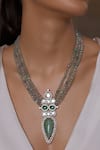 Buy_Joules By Radhika_Green Tear Drop Shaped Pendant Necklace _at_Aza_Fashions