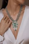 Buy_Joules by Radhika_Green Polki Pearl Embellished Pendant Necklace _at_Aza_Fashions
