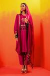 Buy_PRAHNAAYA_Pink Kurta And Pant Vegan Satin Embroidery Luna Round Straight & Set _at_Aza_Fashions