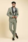 Buy_Aryavir Malhotra_Green Suiting Hand Embroidery Cutdana Collar Tuxedo And Trouser Set _at_Aza_Fashions