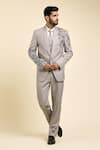 Buy_Aryavir Malhotra_Grey Suiting Hand Embroidery Cutdana Flower Vine Blazer Trouser Set _at_Aza_Fashions